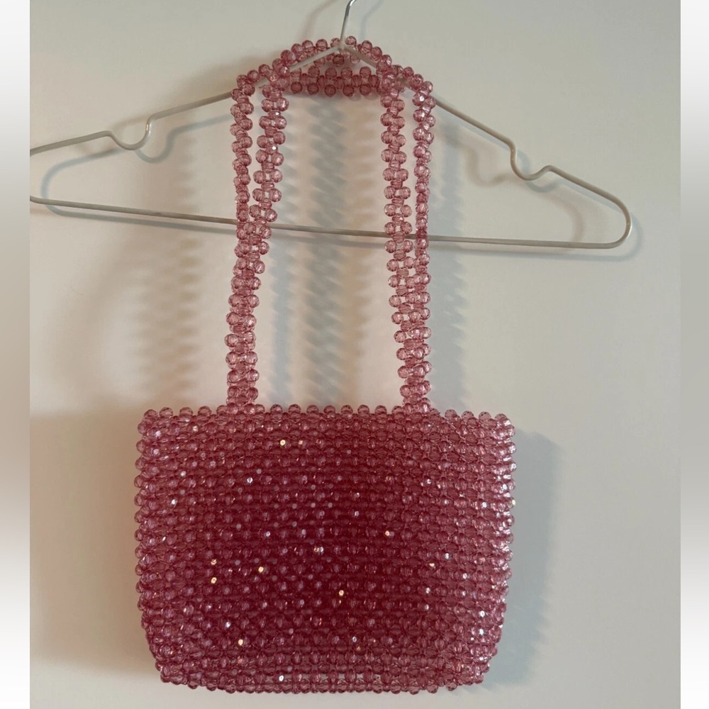 Vintage Pink Beaded Shoulder Bag